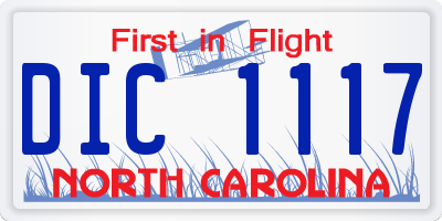 NC license plate DIC1117