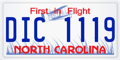 NC license plate DIC1119