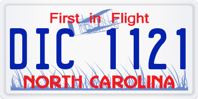 NC license plate DIC1121