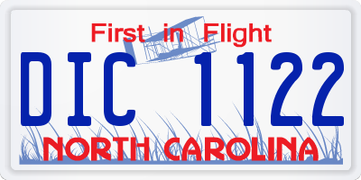 NC license plate DIC1122