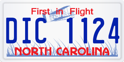 NC license plate DIC1124