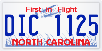 NC license plate DIC1125