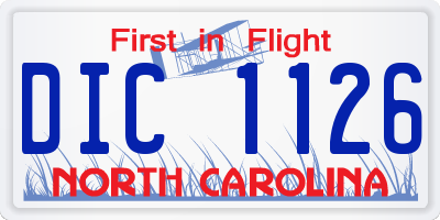 NC license plate DIC1126