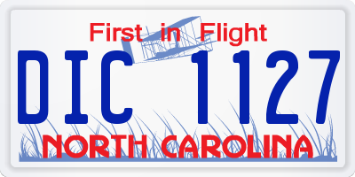 NC license plate DIC1127