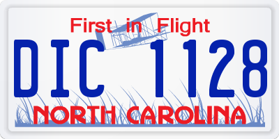 NC license plate DIC1128