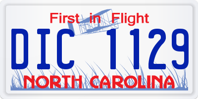 NC license plate DIC1129