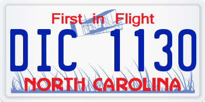 NC license plate DIC1130