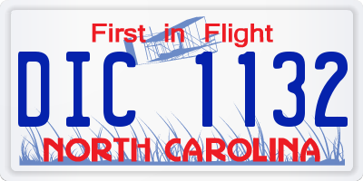 NC license plate DIC1132