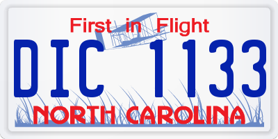 NC license plate DIC1133