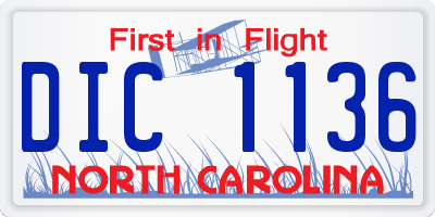 NC license plate DIC1136