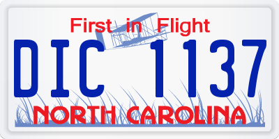 NC license plate DIC1137
