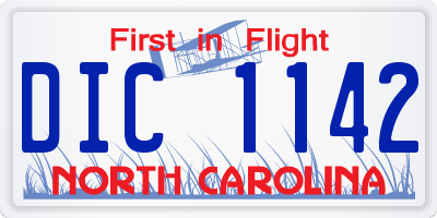 NC license plate DIC1142
