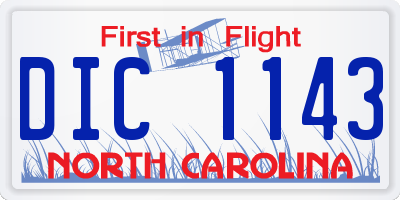 NC license plate DIC1143