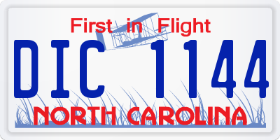 NC license plate DIC1144