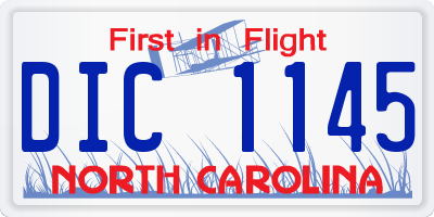 NC license plate DIC1145
