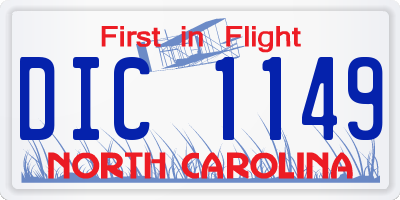 NC license plate DIC1149