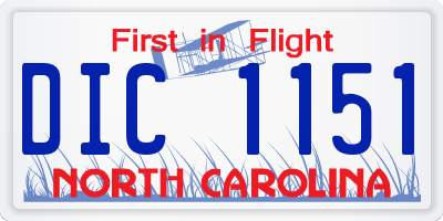 NC license plate DIC1151
