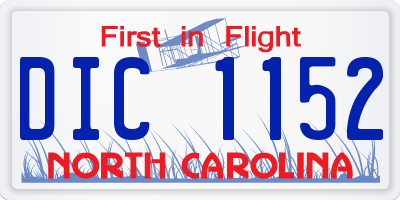NC license plate DIC1152