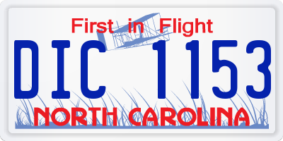 NC license plate DIC1153