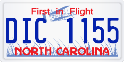 NC license plate DIC1155