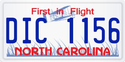 NC license plate DIC1156