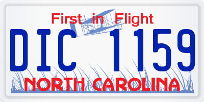 NC license plate DIC1159
