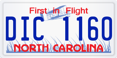 NC license plate DIC1160
