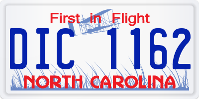 NC license plate DIC1162