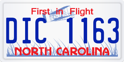 NC license plate DIC1163