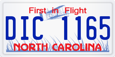 NC license plate DIC1165