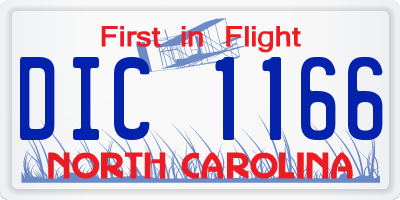 NC license plate DIC1166