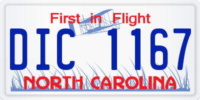 NC license plate DIC1167