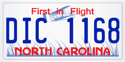 NC license plate DIC1168