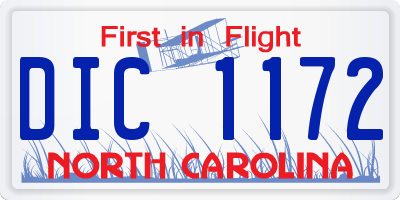 NC license plate DIC1172