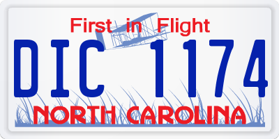 NC license plate DIC1174