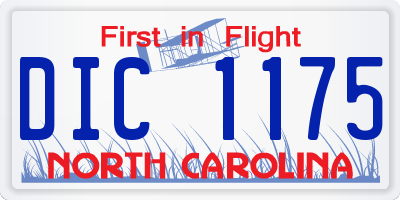 NC license plate DIC1175