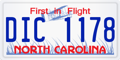 NC license plate DIC1178