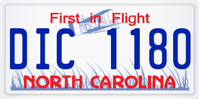 NC license plate DIC1180