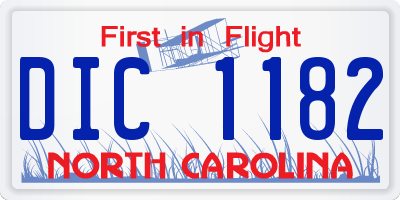 NC license plate DIC1182