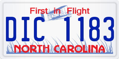 NC license plate DIC1183