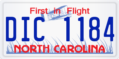 NC license plate DIC1184