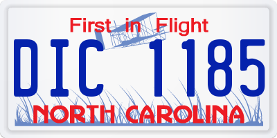 NC license plate DIC1185