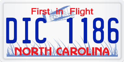 NC license plate DIC1186