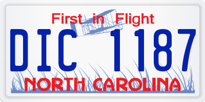 NC license plate DIC1187