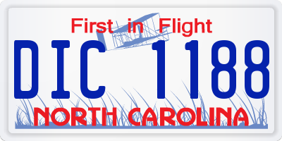 NC license plate DIC1188
