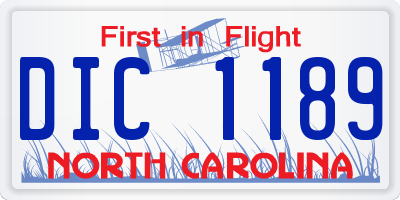 NC license plate DIC1189