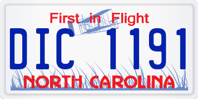 NC license plate DIC1191