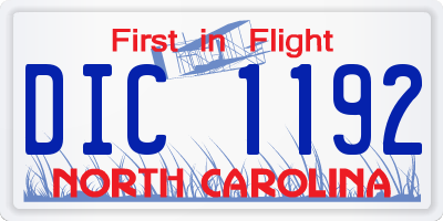 NC license plate DIC1192