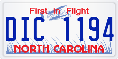 NC license plate DIC1194