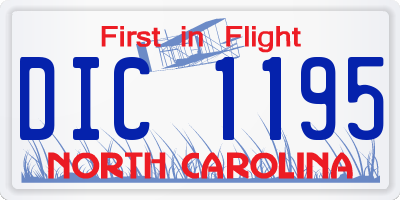 NC license plate DIC1195